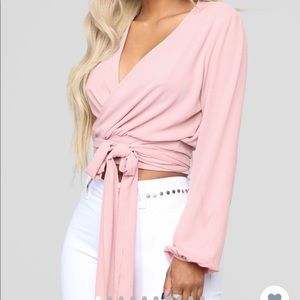 Blush Pink Wrap Top